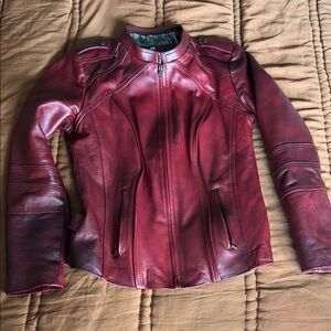 Women's Red Leather mothercycle Jacket